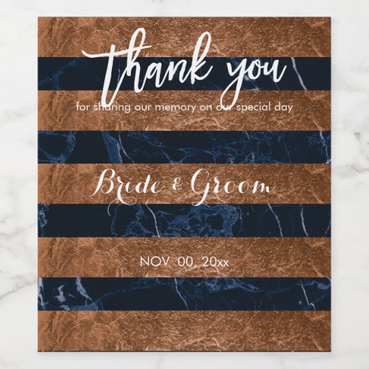 PixDezines Imitate Bräse/Blaue Marmorstreifen Stre Weinetikett (Einzelnes Label)