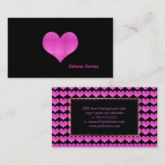 PixDezines Imitate Glitzer Heiß rosa Herz Visitenkarte (Vorne/Hinten)