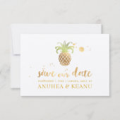 PixDezines Imitate Gold Ananas|Brushscript Schrift Save The Date (Vorderseite)