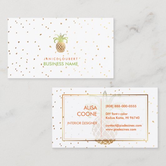 PixDezines Imitate Gold Ananas/DIY Farbe Visitenkarte (Vorne/Hinten)