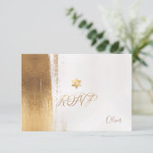 PixDezines Imitate Gold Brustrokes Mitzvah ✡ RSVP Karte (Stehend Vorderseite)