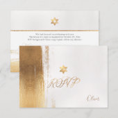 PixDezines Imitate Gold Brustrokes Mitzvah ✡ RSVP Karte (Vorne/Hinten)