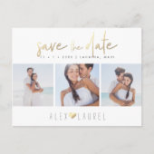 PixDezines Imitate Gold Chic Skript Save the Date Postkarte (Vorderseite)