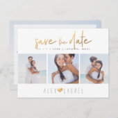 PixDezines Imitate Gold Chic Skript Save the Date Postkarte (Vorne/Hinten)