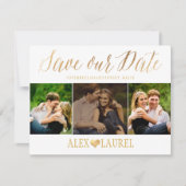 PixDezines Imitate Gold Confetti/Herz/Rett Datum Save The Date (Vorderseite)