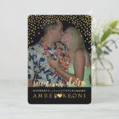 PixDezines Imitate Gold Confetti/Herz/Rett Datum Save The Date (Stehend Vorderseite)