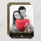 PixDezines Imitate Gold Herz/Rett Datum/Farbgebung Save The Date (Vorne/Hinten)
