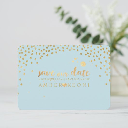 PixDezines Imitate Gold Herz/Rett Datum/Farbgebung Save The Date (Stehend Vorderseite)