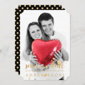 PixDezines Imitate Gold Herz/Rett Datum/Farbgebung Save The Date (Vorne/Hinten)