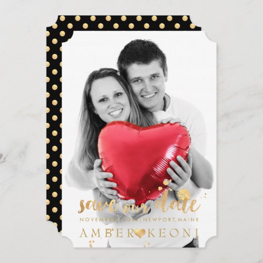 PixDezines Imitate Gold Herz/Rett Datum/Farbgebung Save The Date (Vorne/Hinten)