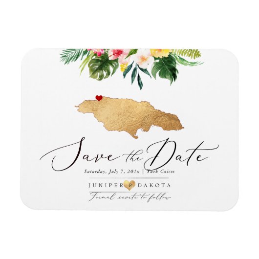 PixDezines Imitate Gold Jamaica Karte Magnet (Horizontal)