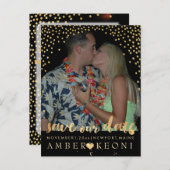 PixDezines Imitate Gold/Konfetti/rett Datum/DIY-Fa Ankündigungspostkarte (Vorne/Hinten)