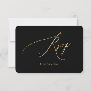 PixDezines Imitate Gold Luxe Calligraphy Response RSVP Karte