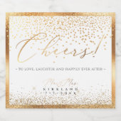 PixDezines Imitate Gold Luxus Script Cheers+Confet Schaumweinetikett (Einzelnes Label)
