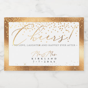 PixDezines Imitate Gold Luxus Script Cheers+Confet Schaumweinetikett