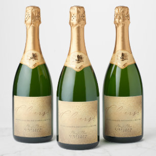 PixDezines Imitate Gold Luxus Script Cheers+Confet Schaumweinetikett