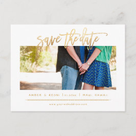 PixDezines Imitate Gold Modernes Pinselskript Ankündigungspostkarte