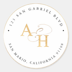 PixDezines Imitate Gold Monogram + Ampersand Runder Aufkleber