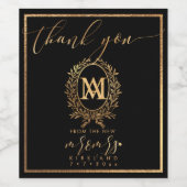 PixDezines Imitate Gold Monogram+Laurel Wreath Weinetikett (Einzelnes Label)