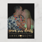 PixDezines-Imitate Gold/rett-Datum/DIY-Farbe Ankündigungspostkarte (Vorderseite)