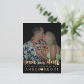 PixDezines-Imitate Gold/rett-Datum/DIY-Farbe Ankündigungspostkarte (Stehend Vorderseite)