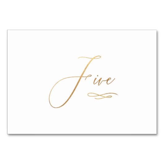 PixDezines Imitate Gold Romantische Kalligraphie 5 Tischnummer (Vorderseite)