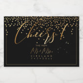 PixDezines Imitate Gold Script, Cheers+Confetti Schaumweinetikett (Einzelnes Label)