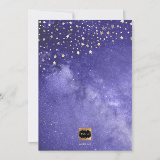 PixDezines Imitate Gold+Silber, über dem Mond Einladung (Rückseite)