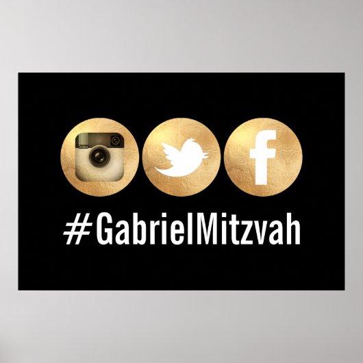 PixDezines Imitate Gold Social Media Hashtag Poster (Vorne)