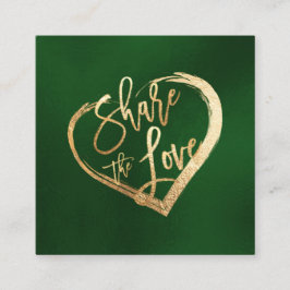 PixDezines Imitate Gold teilen die Liebe Evergreen Quadratische Visitenkarte