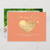 PixDezines-Imitate Goldherz/rett-Datum/DIY-Farbe Ankündigungspostkarte (Vorne/Hinten)