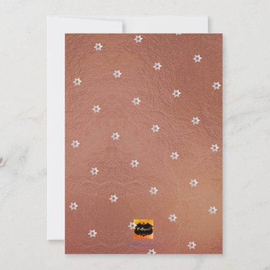 PixDezines Imitate Kupfer+Platinum Bat Mitzvah Einladung (Rückseite)