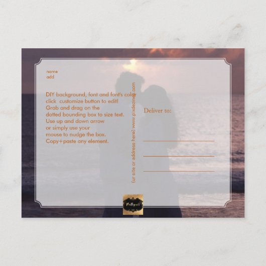 PixDezines-Imitate Kupfer Save the Date/Herz Ankündigungspostkarte (Rückseite)