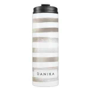 PixDezines-Imitate Metallic/Silberstreifen Streife Thermosbecher