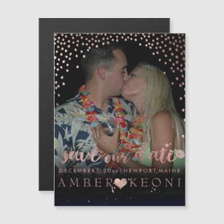 PixDezines Imitate Rose Gold Confetti/Herz/Rett Da Magneteinladung