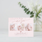 PixDezines Imitate Rose Gold Confetti//Remercierci Postkarte (Stehend Vorderseite)