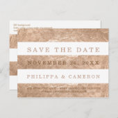 PixDezines Imitate Rose Gold Foil/rett Datum Ankündigungspostkarte (Vorne/Hinten)