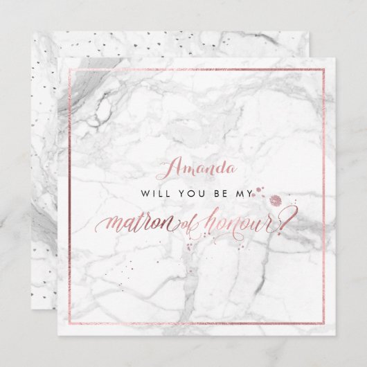 PixDezines Imitate Rose Gold Ihr Ehrenmatron Einladung (Vorne/Hinten)
