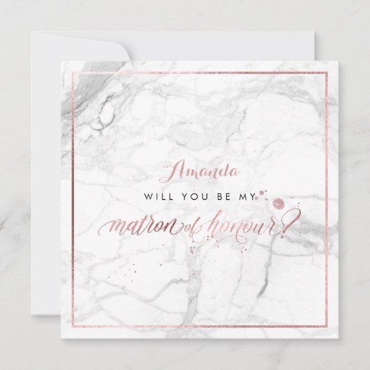 PixDezines Imitate Rose Gold Ihr Ehrenmatron Einladung (Vorderseite)