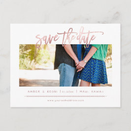 PixDezines Imitate Rose Gold Modernes Pinselskript Ankündigungspostkarte