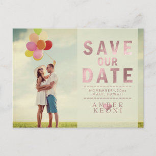 PixDezines Imitate Rose Gold Save the Date Ankündigungspostkarte
