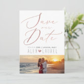 PixDezines Imitate Rose Gold Save the Date Einladung (Stehend Vorderseite)