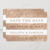 PixDezines Imitate Rose Gold Streifen/rett Save The Date (Vorne/Hinten)