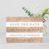 PixDezines Imitate Rose Gold Streifen/rett Save The Date (Stehend Vorderseite)