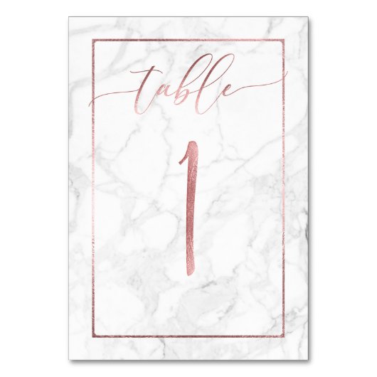PixDezines Imitate Rose Gold/Tabelle 1+/Marmor Tischnummer (Vorderseite)