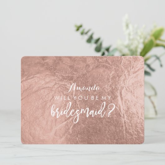 PixDezines Imitate Rose Gold werden Sie..Bridesmai Einladung (Stehend Vorderseite)