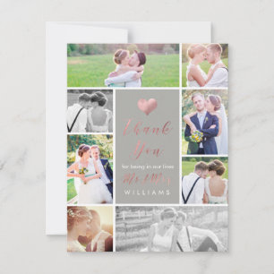 PixDezines Imitate Rose Goldenes Herz Vielen Dank Dankeskarte