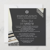PixDezines Imitate Seidenltipp Mitzvah/Schwarz+Sil Einladung (Rückseite)