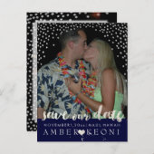 PixDezines Imitate silber/konfetti/rett Datum/DIYc Ankündigungspostkarte (Vorne/Hinten)