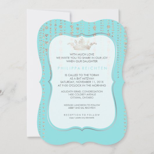 PixDezines-Imitate Silber-Kronen/Herz/DIY-Farbe Einladung (Rückseite)